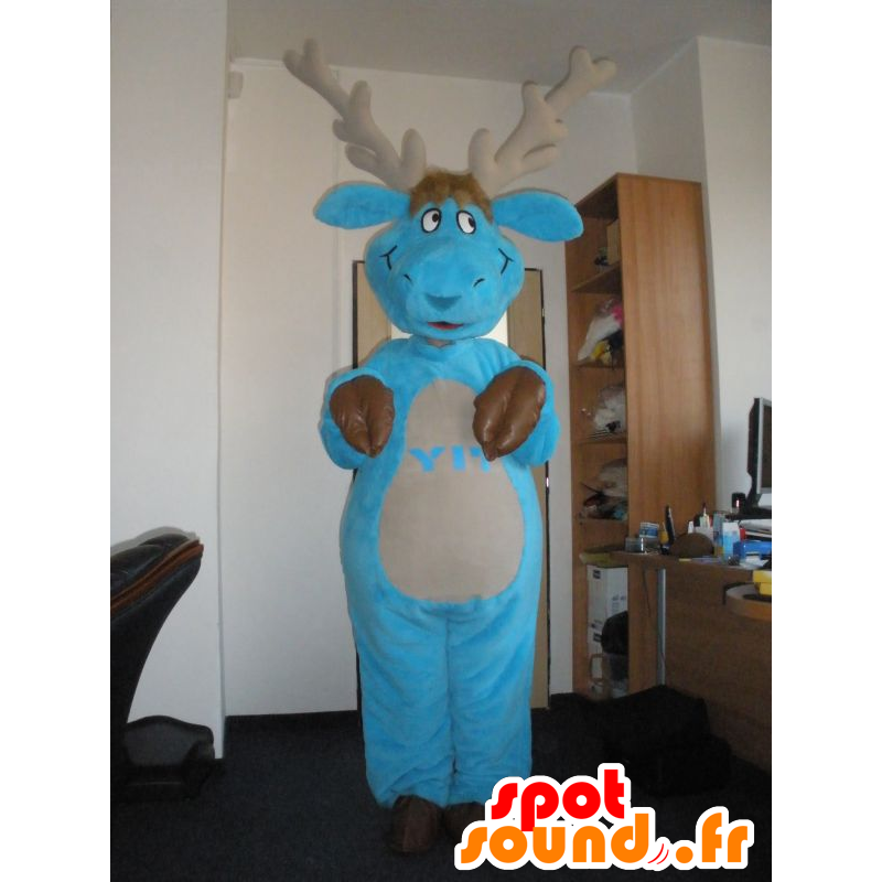 Moose mascot, blue and brown caribou - MASFR032001 - Animals of the forest Moose mascot, blue and brown caribou - MASFR032001 - Animals of the forest
