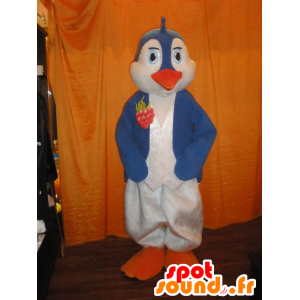 Blå og hvid pingvin maskot med orange næb - Spotsound maskot