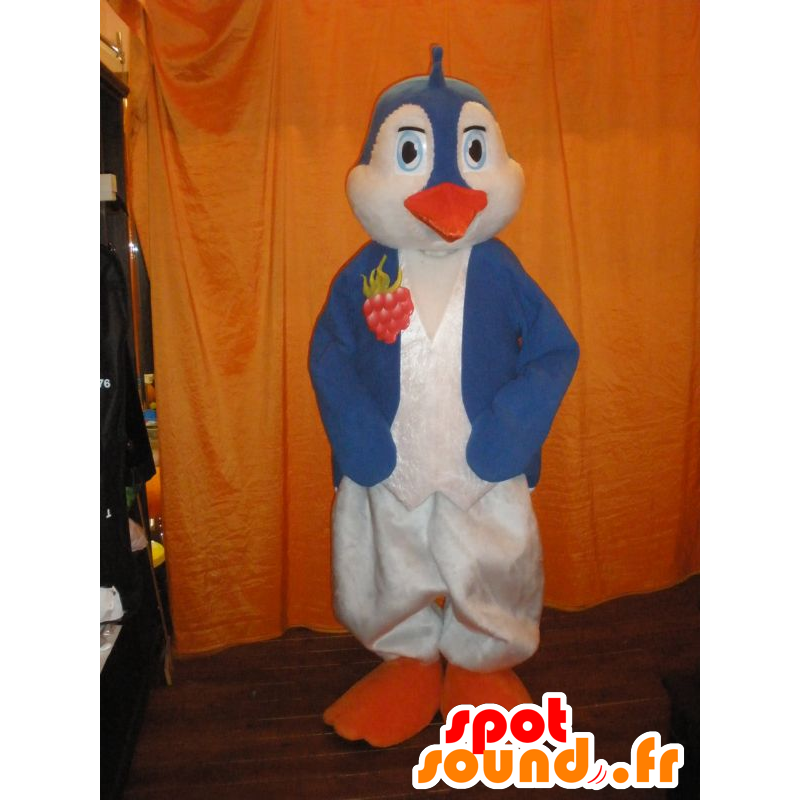 Azul y blanco de la mascota del pingüino con el pico anaranjado - MASFR032003 - Mascotas de pingüino