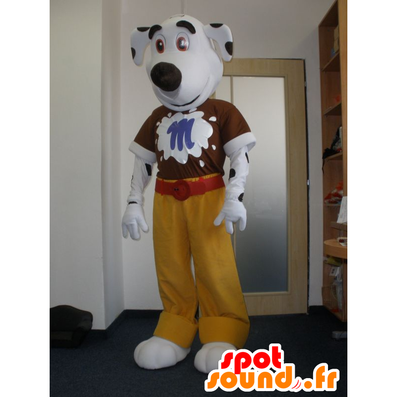 Mascot van zwarte en witte hond. Dalmatische mascotte - MASFR032009 - Dog Mascottes