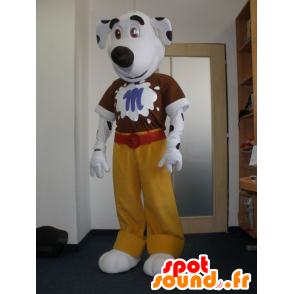 Mascot av svart og hvit hund. dalma~~POS TRUNC maskot - MASFR032009 - Dog Maskoter