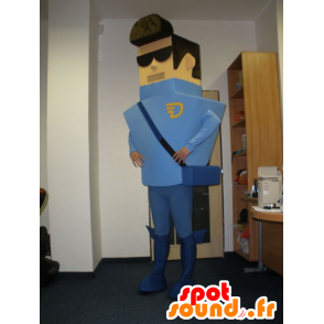 Postbudsmaskot, kurér, klædt i blåt - Spotsound maskot kostume