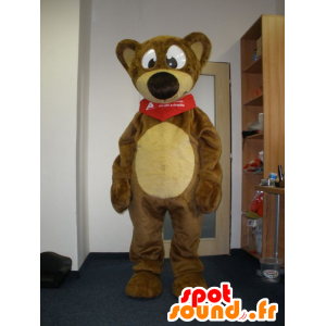 Braun und gelb Maskottchen Teddy. Teddy Bear - MASFR032016 - Bär Maskottchen