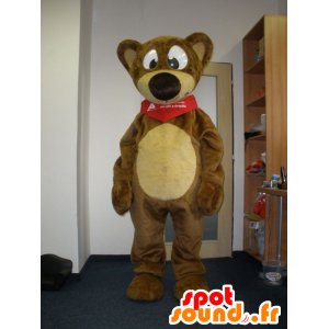 Brun og gul bamse maskot. Bamse - Spotsound maskot kostume