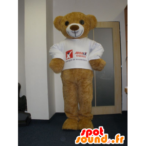 Maskot Bear béžový plyš, velice usměvavý - MASFR032017 - Bear Mascot