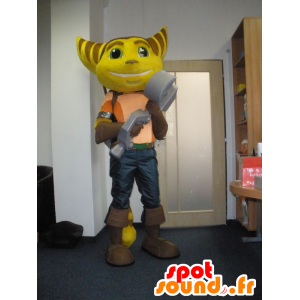 Ratchet mascotte, gele en bruine kat video game - MASFR032024 - Celebrities Mascottes