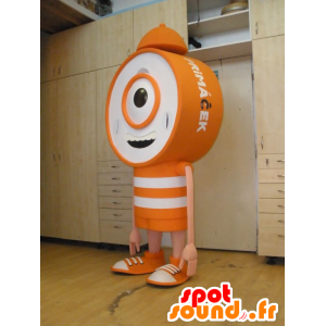 Mascot alarm, alarm clock, giant clock, orange and white - MASFR032028 - Mascots of objects