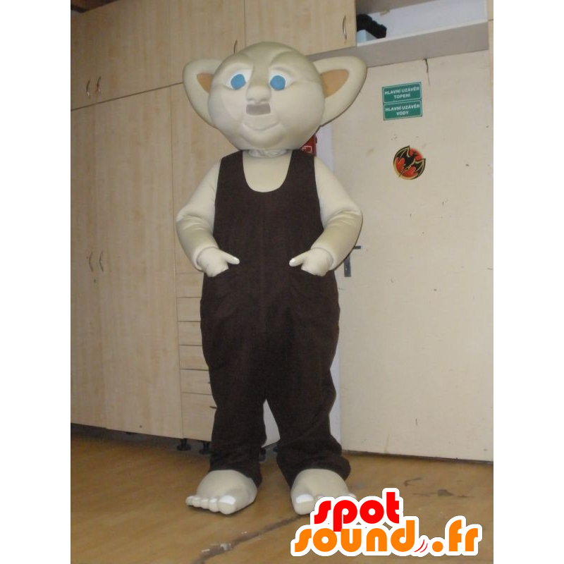 Beige gnome maskot med blå øjne - Menneskelige maskotter - MASFR032029 - SpotSound.fr