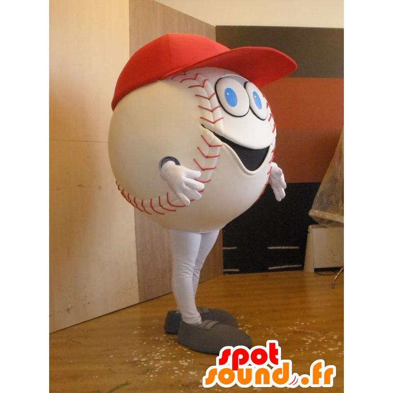 Wit baseball mascotte, reuze - MASFR032033 - sporten mascotte Wit baseball mascotte, reuze - MASFR032033 - sporten mascotte