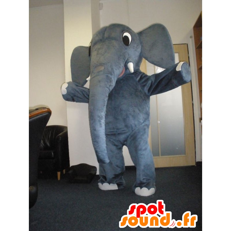 Grå elefant maskot, meget sød - Spotsound maskot kostume