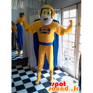 Supereroe mascotte azienda giallo e blu - MASFR032037 - Mascotte del supereroe