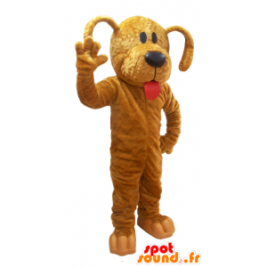 Giant mascotte marrone cane con un grande lingua - MASFR032040 - Mascotte cane