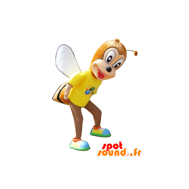 Mascotte d'abeille orange, jaune et noire. Mascotte d'insecte - MASFR032043 - Mascottes Insecte
