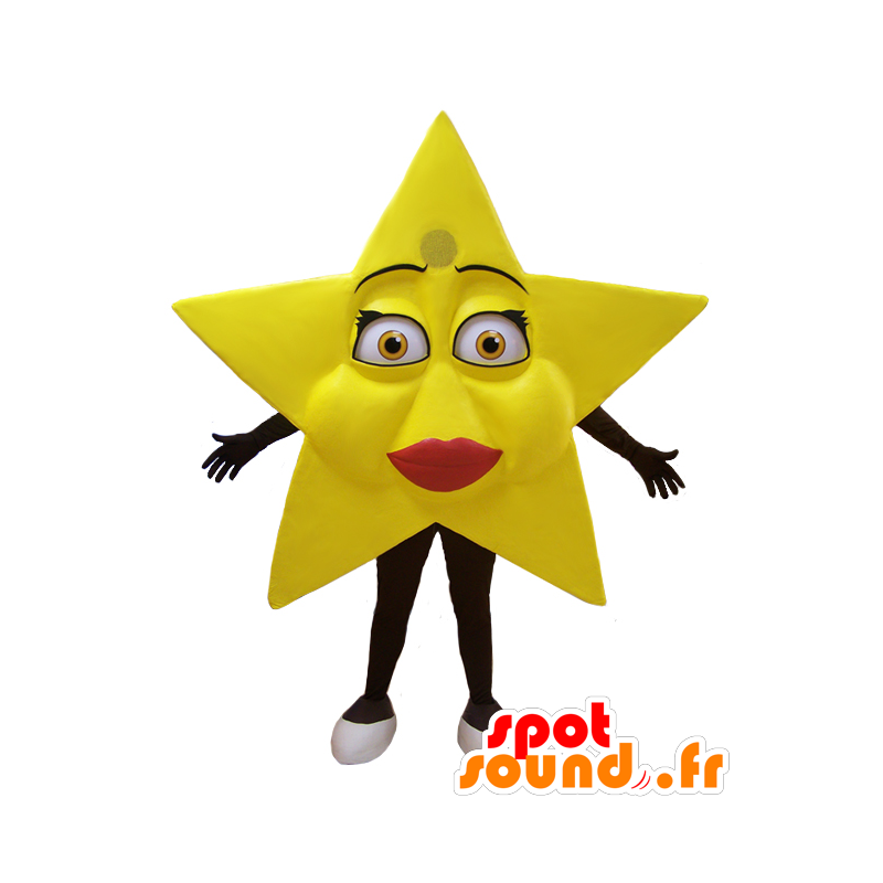 Keltainen tähti maskotti, jättiläinen, hyvin naisellinen - MASFR032044 - Mascottes non-classées