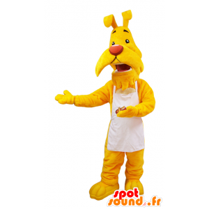 Mascot bigode, cão amarelo que veste um avental branco - MASFR032045 - Mascotes cão