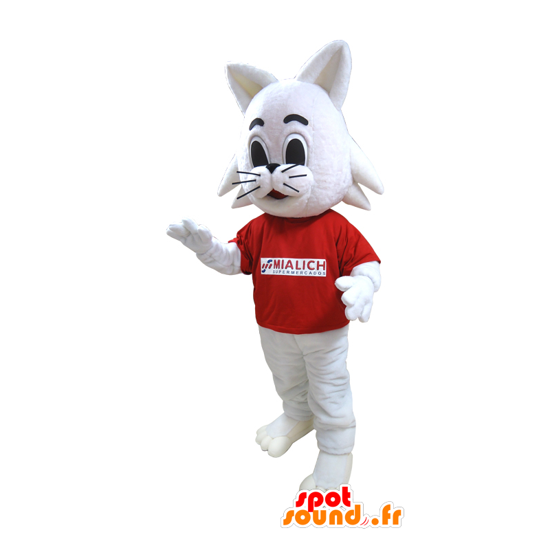 Witte kat mascotte, Rabbit merk Mialich - MASFR032048 - Mascot konijnen