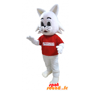 Maskot vit katt, kaninmärke Mialich - Spotsound maskot