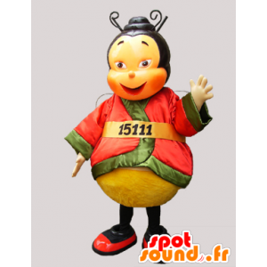 Asian včela maskota oblečený v barevném oblečení - MASFR032050 - Bee Maskot