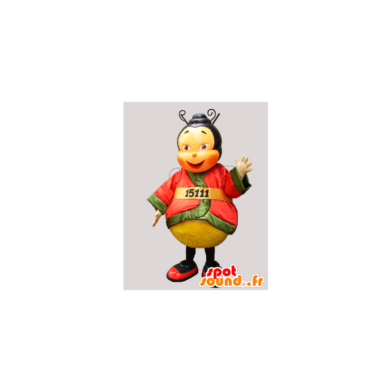 Asiatiske bee maskot kledd i en fargerik drakt - MASFR032050 - Bee Mascot