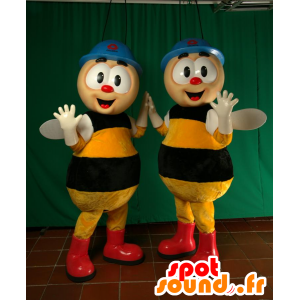 2 mascotes abelhas, que trabalham com um capacete - MASFR032052 - Bee Mascot