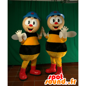 2 maskoter bier, som arbeider med en hjelm - MASFR032052 - Bee Mascot