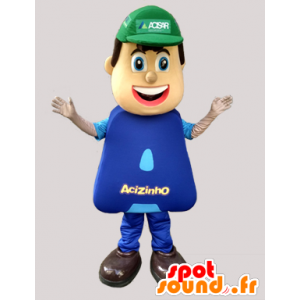 Mascotte d'ouvrier, de plombier, habillé en bleu - MASFR032053 - Mascottes Homme