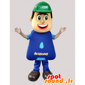 Mascot arbeider, loodgieter gekleed in het blauw - MASFR032053 - man Mascottes