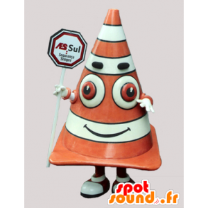 Mascotte de plot géant, orange et blanc. Mascotte de chantier - MASFR032055 - Mascottes d'objets