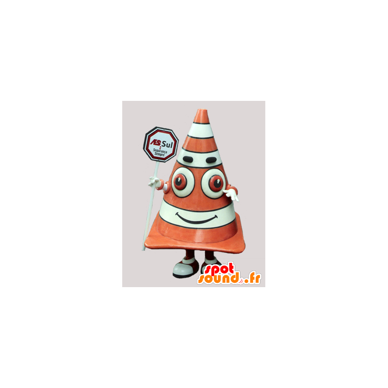 Reus stud mascotte, oranje en wit. constructie Mascot - MASFR032055 - mascottes objecten