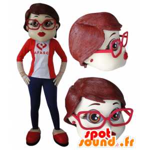 Mulher elegante Mascot com óculos - MASFR032056 - Mascotes femininos