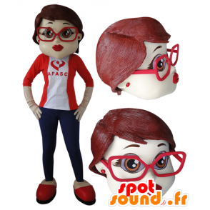 Elegant woman with glasses mascot - MASFR032056 - Mascots woman