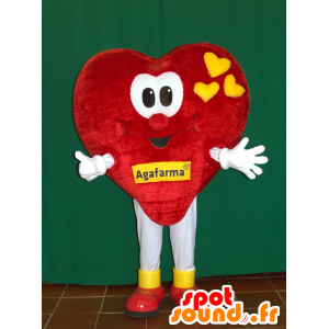 Rojo de la mascota y el corazón amarillo, gigante. mascota romántica