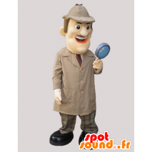 Detective Maskottchen in einem langen Mantel gekleidet - MASFR032062 - Menschliche Maskottchen