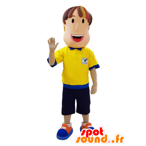 Mascot mies, erotuomari keltainen ja sininen asu - MASFR032063 - Mascottes Homme