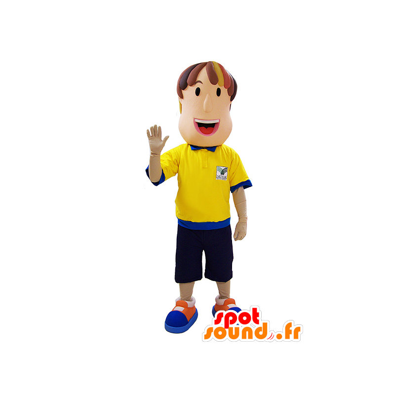 Mascotte d'homme, d'arbitre avec une tenue bleue et jaune - MASFR032063 - Mascottes Homme