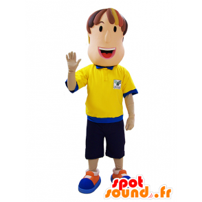 Man Maskottchen, Schiedsrichter mit einem gelben und blauen Outfit - MASFR032063 - Menschliche Maskottchen