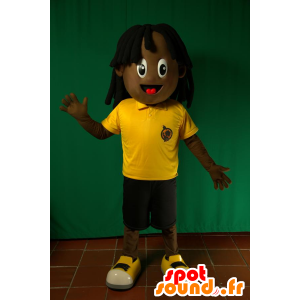 Afro-Amerikaanse jongen mascotte. rasta mascotte - MASFR032065 - Mascottes Boys and Girls