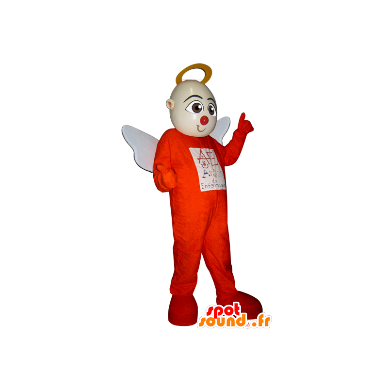 Engels-Maskottchen-orange Kleid mit weißen Flügeln - MASFR032067 - Menschliche Maskottchen