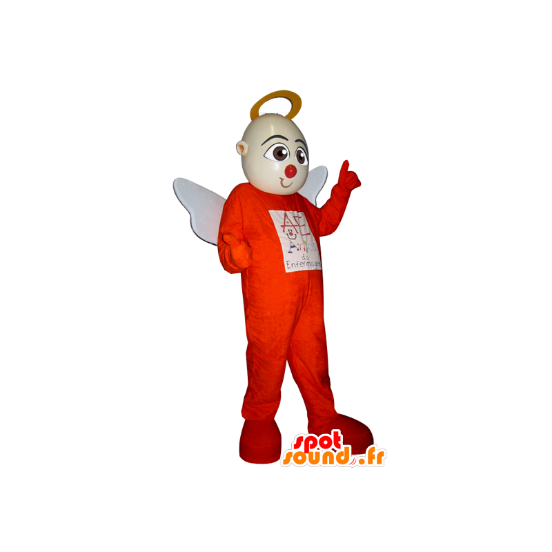 Equipamento alaranjado Anjo Mascot com asas brancas - MASFR032067 - Mascotes humanos