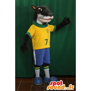 Dog Mascot, zwart en wit fret in sportkleding - MASFR032072 - sporten mascotte