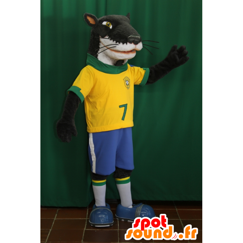 Dog mascot, black and white ferret in sportswear - MASFR032072 - Sports mascot