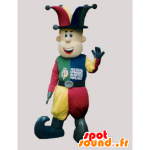 Jester maskot, farverig akrobat - Spotsound maskot kostume