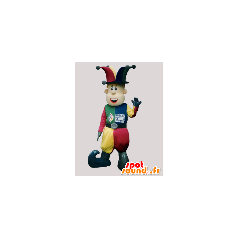 Jester maskot, farverig akrobat - Spotsound maskot kostume