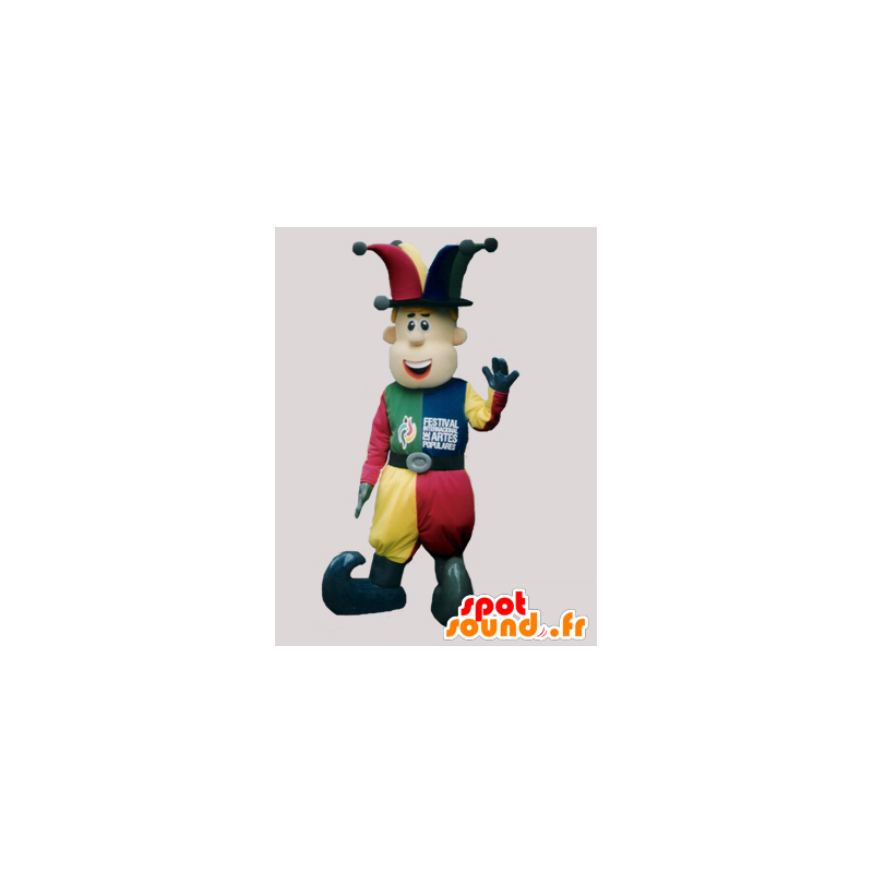 Jester maskot, färgglad akrobat - Spotsound maskot