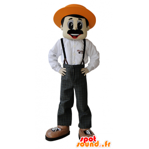 Mustache landmand maskot med hat - Spotsound maskot kostume
