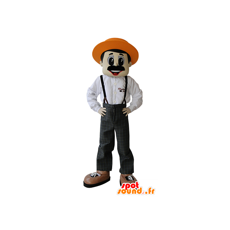 Mustache landmand maskot med hat - Spotsound maskot kostume