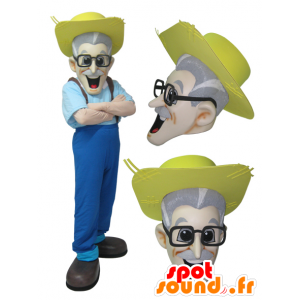 Farmer mascot mustache with a straw hat - MASFR032076 - Human mascots