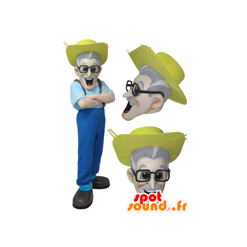 Farmer mascot mustache with a straw hat - MASFR032076 - Human mascots