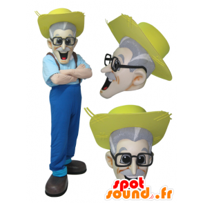 Mascot agricultor bigode com um chapéu de palha - MASFR032076 - Mascotes humanos