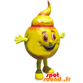 Mascotte de bonhomme rond, orange et jaune - MASFR032082 - Mascottes Homme